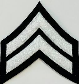 CORPORAL (CPL) CHEVRON WHITE on BLACK - SOLD in PAIRS.